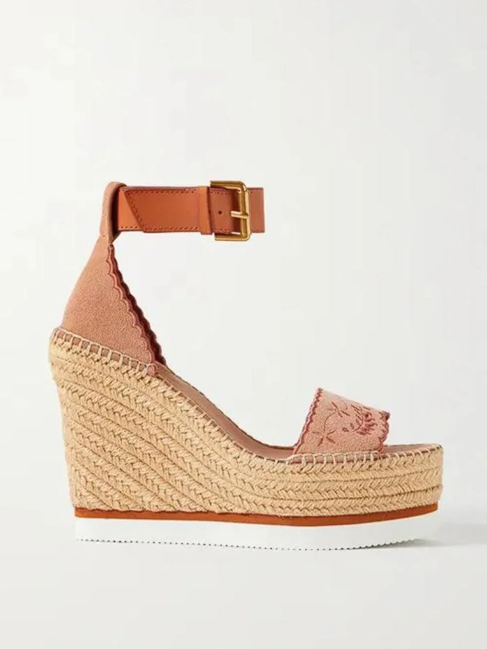SEE BY CHLOÉ Women's Glyn Embroidered Suede Espadrille Sandals size 39